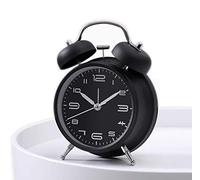 Cotchear 4 inches Twin Bell Alarm Clock, Extra Loud Machinical Ringtone, Frosted Shell, Backlight, No Noise Desk Clock for Home Office (Black)