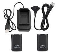 Cotchear Double 4800mAh Rechargeable Battery Pack + USB Charger Cable Pack + Charging Base for Xbox 360 Controller - Black