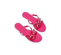COTCLO Flip Flops New Rivet Bow Sandals And Slippers Summer Transparent Crystal Shoes Women Outdoor Flip Flops-Rosy Red,41(255Mm)