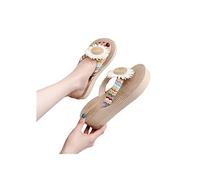 COTCLO Flip Flops Women Slippers Summer Platform Wedges Mid Heels Flower Peep Toe Fashion Slides Beach Outdoor Flip Flops-Daisy,37