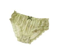 COTCLO Panties Women Lace Panties Large Size Ruffle Thin Transparent Quick Drying Mesh Lady Underwear Female Panties-Green,3Xl80-100Kg,1Pc