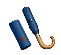 COTCLO Umbrella Wooden Umbrella For Men Women Business Fully Automatic Umbrella Windproof Strong Outdoor Big Rain Umbrellas-Blue