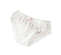 COTCLO Panties Women Lace Panties Large Size Ruffle Thin Transparent Quick Drying Mesh Lady Underwear Female Panties-White,3Xl80-100Kg,1Pc