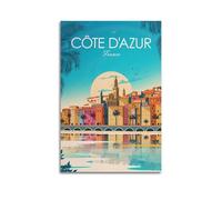 Côte D Azur France Vintage Travel Poster Wall Art Picture Painting Canvas Prints Artworks Bedroom Living Room Decor 08x12inch(20x30cm)