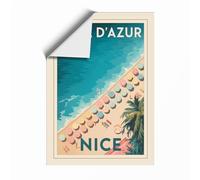 Côte d'Azur Beach Vintage Unframed Wall Art Print A2 (59.4×42cm), Wall Decor for Living Room, Bedroom, Office & Home, Art Gift