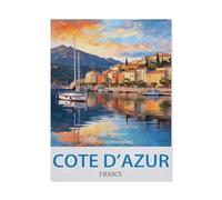 Cote D'azur France Vintage Travel Poster，Vintage Metal Sign Kitchen Bathroom Office Bar Coffee Garage Cave Home Living Wall Decor(30x40cm）12x16 inch-CX56