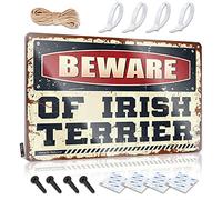 COTECI Beware Signs Funny Beware Of Irish Terrier Tin Sign Cheek Wall Art Animal Tin Painting (Size : 30X40CM)