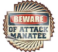 COTECI Car Stickers Beware Of Attack Manatee Funny Sticker 10 Pcs Man Cave Funny Signs Christmas Car Sticker (Size : 12X18CM)