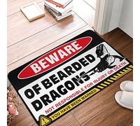 COTECI Doormat Funny Outdoor Beware Of Bearded Dragons Rug, Size: 40X60CM, White, Non Slip, Both Indoor & Outdoor, Casual Style