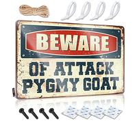 COTECI Fair Warning Sign Beware Of Attack Pygmy Goat Metal Sign Bar Decor Republican Gifts For Men (Size : 20X30CM)