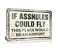 COTECI Funny Metal Sign If s Could Fly This Place Would Be an Airport Wall Decor for Man Cave Garage Home Bar Decor 8x12 in