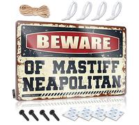 COTECI Metal No Trespassing Signs Private Property Beware Of Mastiff Neapolitan Metal Sign No Trespassing Sign Gun Funny Warning Signs (Size : 20X30CM)