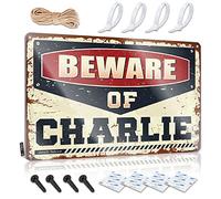 COTECI Trespassers Will Be Shot Beware Of Charlie Metal Sign Bar Decor Funny Warning Signs (Size : 20X30CM)