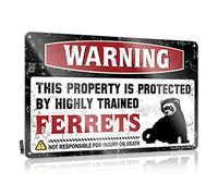COTECI Warning This Property is Protected by a Highly Trained Ferrets Tin Sign Beware Sign Halloween Bathroom Decor 12X16IN