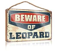 COTECI Welcome Sign Wood Beware of Leopard Sign Hanging Wooden Plaque Decoration Fall Decor For Home Clearance (Size : 15X28CM)