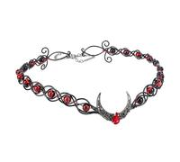 CoTeeZa Gothic Celtic Beaded V-Shaped Crown - Medieval Viking Black Moon Headpiece Fairy Elf Circlet, Renfaire Elven Headband for Witch Renaissance Halloween Party Cosplay