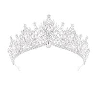 CoTeeZa Queen Crown for Women - Silver Leaf Baroque Rhinestone Headpiece, Wedding Bridal Headwear for Prom Pageant Halloween Costume Accessories, Quinceanera Celebration