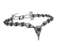 CoTeeZa Viking Crow Skull Crown - Fantasy Witch Circlet Black Stone Braided Headpiece, Celtic Dark Queen Headband Crowns for Women Men Headwear Renaissance Costume Halloween Cosplay