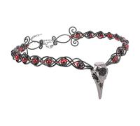 CoTeeZa Viking Crow Skull Crown - Gothic Circlet Red Stone Braided Headpiece for Women Men, Medieval Celtic Crowns Vampire Witch Headwear for Renaissance Costume Halloween Cosplay Party