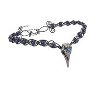 CoTeeZa Viking Crow Witch Crown - Fantasy Gothic Circlet Dark Blue Stone Braided Headpiece, Medieval Celtic Elven Crowns for Renaissance Costume Halloween Cosplay Women Men Headwear