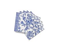 Coterie Blue Floral Paper Cocktail Napkins (Set of 25) | Blue & White Toile Floral Paper Napkins For Decoupage, Bridal Shower, Baby Shower, Tea Party, Garden Party, Birthday Party | 5” Paper Napkins