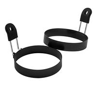 COTEY 3.5" Egg Rings Set of 2 with Silicone Handle, Large Ring for Frying Eggs, Round Mold for English Muffins - Griddle Cooking Shaper for Breakfast
