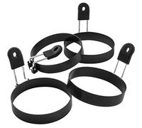 COTEY Large 3.5" Nonstick Egg Rings Set of 4, Round Crumpet Ring Mold Shaper for English Muffins Pancake Cooking Griddle - Portable Grill Accessories for Camping Indoor Breakfast Sandwich Burger