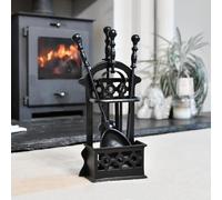 "Cothelstone" Black Victorian 41cm Fireplace Accessories Companion Set - Fireside Tools with Poker, Tongs, Brush and Pan - Elegant and Functional Fireside Companion Set for Fire Log Burner