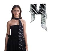 COtheSumay 100% Mulberry Silk Long Scarf for Hair Beach Head Wraps for Women Handbag accessories Necktie, Big Polka Dot Black, 12.6"X63"
