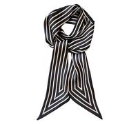 COtheSumay 100% Mulberry Silk Ribbon Scarf for Hair Beach Head Wraps for Women Handbag accessories Necktie, Black Lines, 4"X47"