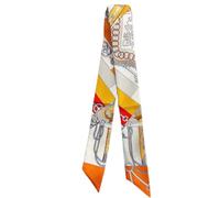 COtheSumay 100% Mulberry Silk Scarf for Handbags,Bags, and Purses,1/2 Pcs Hair Ribbon Neck Scarves for Women Gift, Domino Yellow Coffee Color, 35.5"×2" (90cmX5cm)