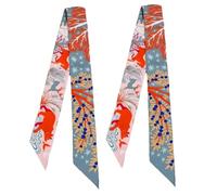 COtheSumay 100% Mulberry Silk Scarf for Handbags,Bags, and Purses,1/2 Pcs Hair Ribbon Skinny Neck Scarves for Women Gift, Prissy's Magic Pink, 2"x35.5" (90cmX5cm)