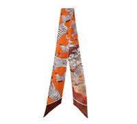 COtheSumay 100% Mulberry Silk Scarf for Handbags,Bags, and Purses,1 Pcs 2"x35" Hair Ribbon Skinny Neck Scarves for Women, Zebra Orange, 2"x35.5" (90cmX5cm)