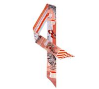 COtheSumay 100% Mulberry Silk Scarf for Handbags,Bags, and Purses,1 Pcs 2"x35" Hair Ribbon Skinny Neck Scarves for Women, Little Lion Orange, 2"x35.5" (90cmX5cm)