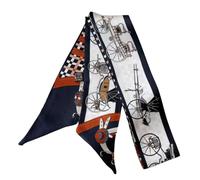 COtheSumay 100% Mulberry Silk Scarf for Handbags,Bags, and Purses,1 Pcs 2"x35" Hair Ribbon Skinny Neck Scarves for Women, Carriage Black, 2"x35.5" (90cmX5cm)