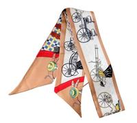 COtheSumay 100% Mulberry Silk Scarf for Handbags,Bags, and Purses,1 Pcs 2"x35" Hair Ribbon Skinny Neck Scarves for Women, Wagon Camel, 2"x35.5" (90cmX5cm)