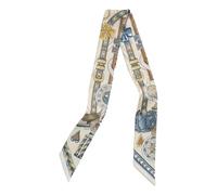 COtheSumay 100% Mulberry Silk Scarf for Handbags,Bags, and Purses,1 Pcs 2"x35" Hair Ribbon Skinny Neck Scarves for Women, Saddle Blue, 2"x35.5" (90cmX5cm)