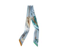 COtheSumay 100% Mulberry Silk Scarf for Handbags,Bags, and Purses,1 Pcs 2"x35" Hair Ribbon Skinny Neck Scarves for Women, Belt Blue, 2"x35.5" (90cmX5cm)