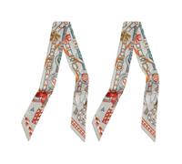 COtheSumay 100% Mulberry Silk Scarf for Handbags,Bags, and Purses,2 Pcs 2"x35" Hair Ribbon Skinny Neck Scarves for Women, Saddle Grey, 2"x35.5" (90cmX5cm)