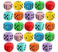 Cotiny 24 Pack 2.36 Inch Large Dice EVA Foam Colorful Jumbo Game Dice for Board Game Classroom Party Favors Learning Tools, 8 Colors