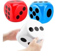 Cotiny 3 Pcs 6 Inch Jumbo Dice Set Large Soft Foam Dice Giant Squishy Square Dice Toys for Classroom Games Party Activities Kids Learning Math Indoor Outdoor Play, 3 Colors (Color Style 2)