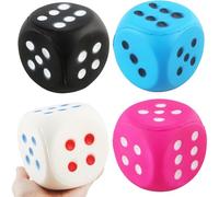 Cotiny 4 Pcs Jumbo Foam Dice Set 4 Inch Large Rounded Edge Playing Dice for Classroom Games Party Activities Kids Learning Math Indoor Outdoor Play (Color Style 2)
