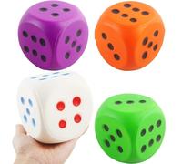 Cotiny 4 Pcs Jumbo Foam Dice Set 4 Inch Large Rounded Edge Playing Dice for Classroom Games Party Activities Kids Learning Math Indoor Outdoor Play (Color Style 3)