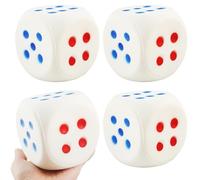 Cotiny 4 Pcs Jumbo Foam Dice Set 4 Inch Large Rounded Edge Playing Dice for Classroom Games Party Activities Kids Learning Math Indoor Outdoor Play (Color Style 1)