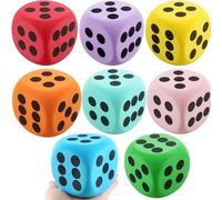 Cotiny 8 Pack 3.15 Inch Jumbo Dice Set Colorful Soft EVA Foam Dice Large Rounded Edge Dice for Classroom Math Learning Casino Games Party Favors, 8 Colors