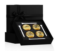 Cotkkstt 4-Pack Golden Golf Balls with 4 Tees with Inspirational Quotes | Birthday & Holiday Present for Men, Dad, Husband, Boyfriend | Cool Golf Accessories for Lovers