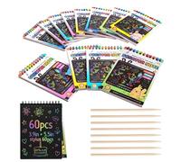 Cotkkstt 60 party gifts for students bulk purchase - Mini Scratch Art Notebook classroom prize rewards - Rainbow Sketch Pad Goodie Bag Pad, Craft Christmas School