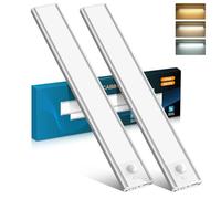 COTLEDL 30CM Under Cabinet Kitchen Lights with Motion Sensor,2 Pack 56LEDs Type-C 2200mAh Rechargeable, 3 Color Temps 10%-100% Dimmable Cupboard Cabinet Light for Kitchen, Bedroom, Hallway