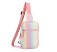 cotmcor Kids Crossbody Small Sling Bag Girls Fanny Pack Colorblock Belt Bag Cute Backpack Purse Chest Bag for Girls Gifts, Rainbow Pink, S, Casual