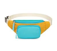 cotmcor Kids Fanny Pack for Girls, Cute Waist Bag with Mermaid Pendant Gift, Blue & Yellow Color-block, S, Color-blocking Waist Bag